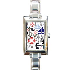 Nautical Collage Rectangular Italian Charm Watch by StuffOrSomething