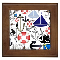 Nautical Collage Framed Ceramic Tile