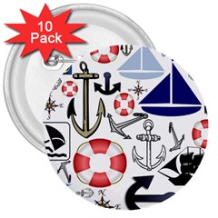 Nautical Collage 3  Button (10 Pack)