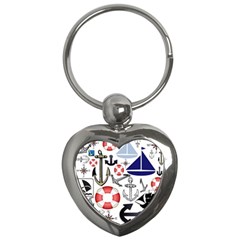 Nautical Collage Key Chain (heart) by StuffOrSomething