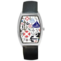 Nautical Collage Tonneau Leather Watch by StuffOrSomething