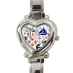 Nautical Collage Heart Italian Charm Watch  by StuffOrSomething