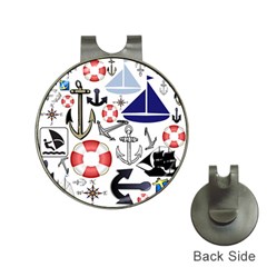 Nautical Collage Hat Clip With Golf Ball Marker