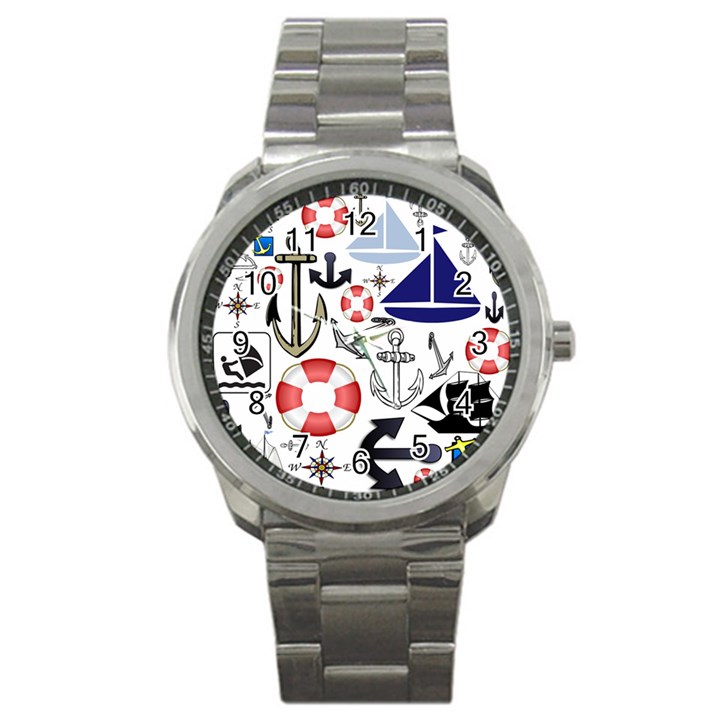 Nautical Collage Sport Metal Watch