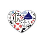 Nautical Collage Drink Coasters 4 Pack (Heart)  Front