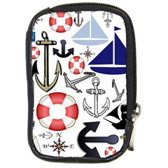 Nautical Collage Compact Camera Leather Case