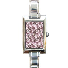 Paisley In Pink Rectangular Italian Charm Watch