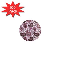 Paisley In Pink 1  Mini Button Magnet (100 Pack)