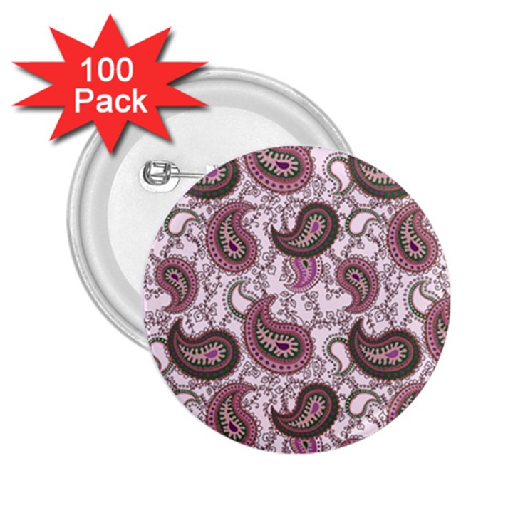 Paisley in Pink 2.25  Button (100 pack)