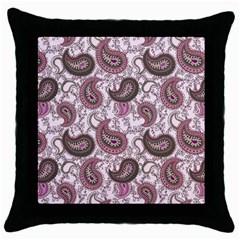 Paisley In Pink Black Throw Pillow Case