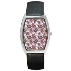 Paisley In Pink Tonneau Leather Watch