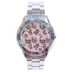 Paisley In Pink Stainless Steel Watch by StuffOrSomething