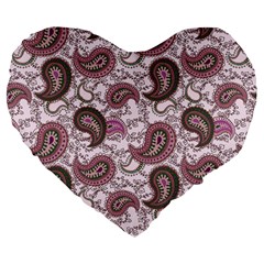 Paisley In Pink 19  Premium Heart Shape Cushion