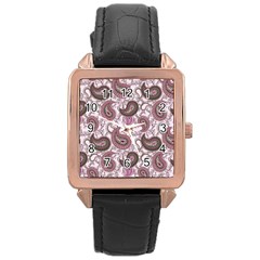 Paisley In Pink Rose Gold Leather Watch 