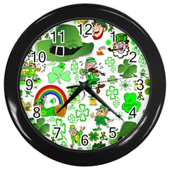 St Patrick s Day Collage Wall Clock (black)