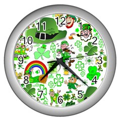 St Patrick s Day Collage Wall Clock (silver) by StuffOrSomething