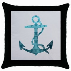 Chevron Anchor Black Throw Pillow Case