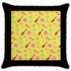 Summer Time Black Throw Pillow Case