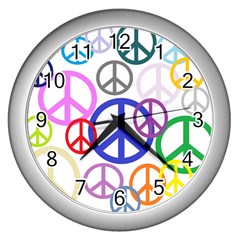 Peace Sign Collage Png Wall Clock (silver) by StuffOrSomething