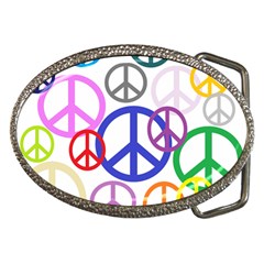 Peace Sign Collage Png Belt Buckle (oval)