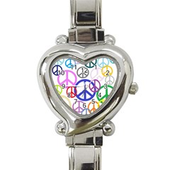 Peace Sign Collage Png Heart Italian Charm Watch  by StuffOrSomething