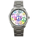 Peace Sign Collage Png Sport Metal Watch Front