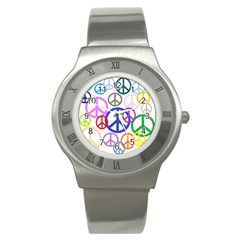 Peace Sign Collage Png Stainless Steel Watch (slim) by StuffOrSomething