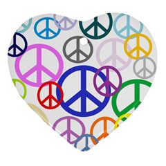 Peace Sign Collage Png Heart Ornament (two Sides)