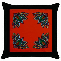 Lotus Black Throw Pillow Case