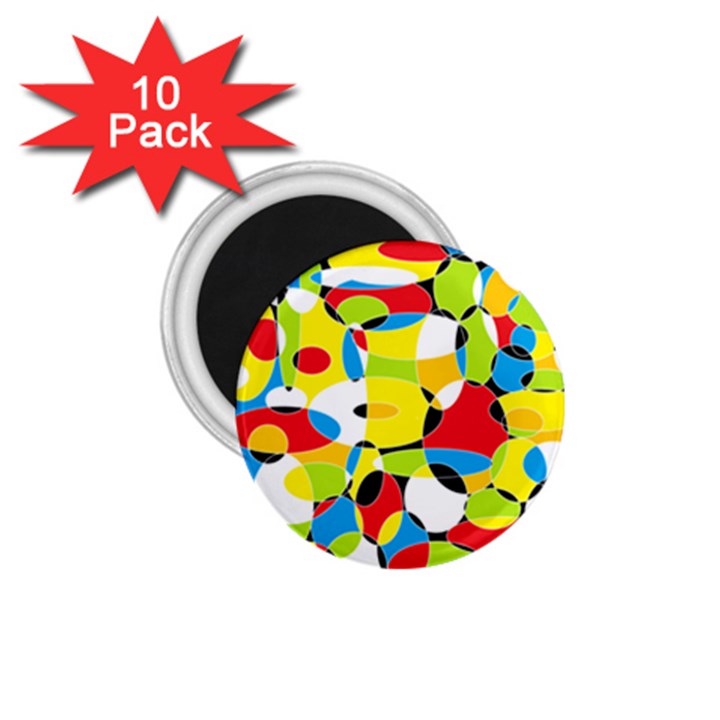 Interlocking Circles 1.75  Button Magnet (10 pack)