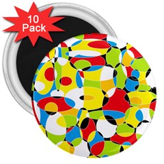 Interlocking Circles 3  Button Magnet (10 Pack)