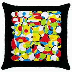 Interlocking Circles Black Throw Pillow Case