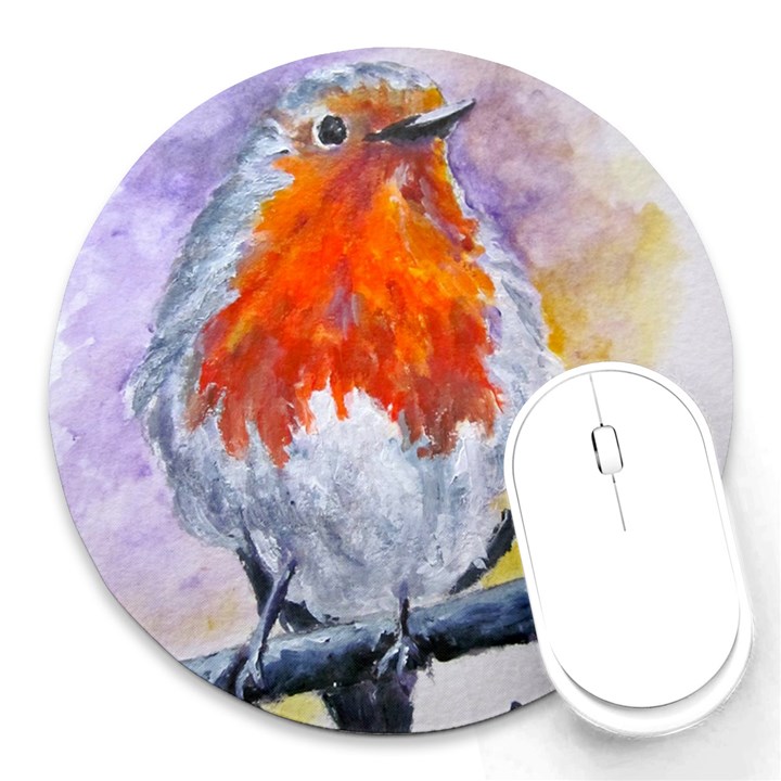 Robin Red Breast 8  Mouse Pad (Round)