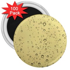 Yellow Water Droplets 3  Button Magnet (100 Pack)