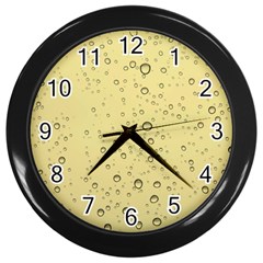 Yellow Water Droplets Wall Clock (black) by Colorfulart23