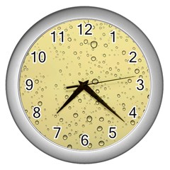 Yellow Water Droplets Wall Clock (silver)