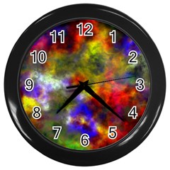 Deep Watercolors Wall Clock (black)