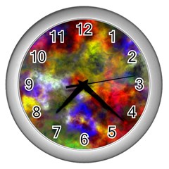 Deep Watercolors Wall Clock (silver)