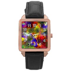 Deep Watercolors Rose Gold Leather Watch 