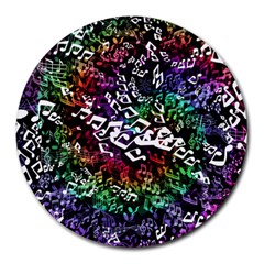 Urock Musicians Twisted Rainbow Notes  8  Mouse Pad (round) by UROCKtheWorldDesign