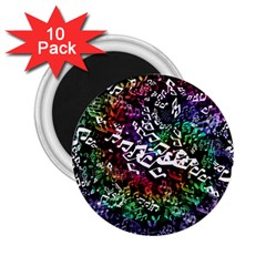 Urock Musicians Twisted Rainbow Notes  2 25  Button Magnet (10 Pack)