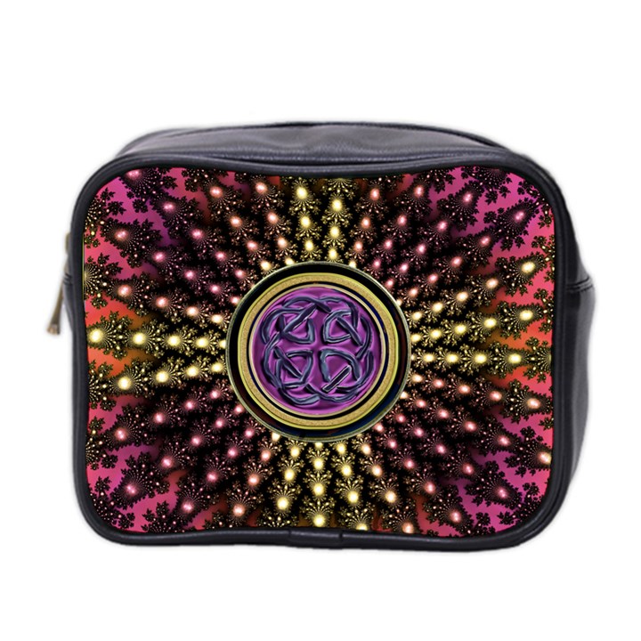 Hot Radiant Fractal Celtic Knot Mini Toiletries Bag (Two Sides)