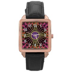 Urock Musicians Twisted Rainbow Notes  Rose Gold Leather Watch 