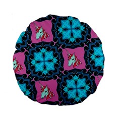 Aqua Unicorn 15  Premium Round Cushion 