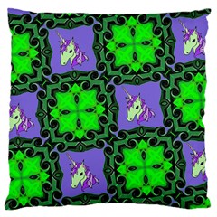 Green Unicorn Large Cushion Case (two Sided) 