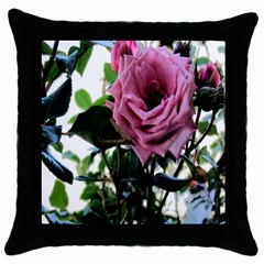 Rose Black Throw Pillow Case