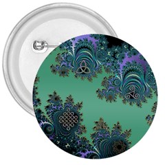 Celtic Symbolic Fractal Design In Green 3  Button by UROCKtheWorldDesign