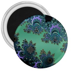 Celtic Symbolic Fractal Design In Green 3  Button Magnet by UROCKtheWorldDesign