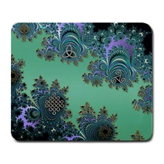 Celtic Symbolic Fractal Design In Green Large Mouse Pad (rectangle)