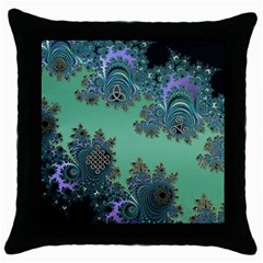 Celtic Symbolic Fractal Design In Green Black Throw Pillow Case by UROCKtheWorldDesign